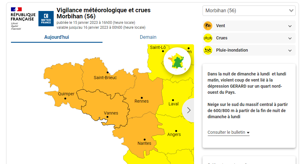 Vigilance orange Morbihan
